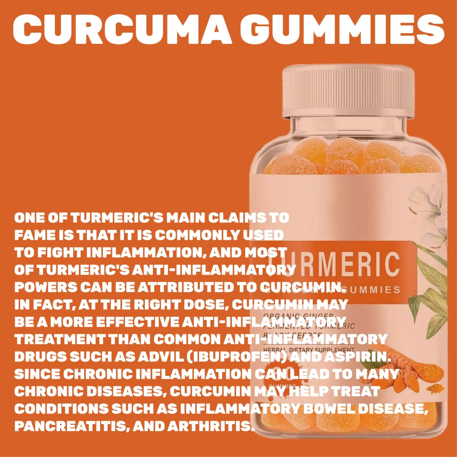 Gomitas de Cúrcuma y Jengibre Apoyan la Salud Articular e Inmunológica Suplemento