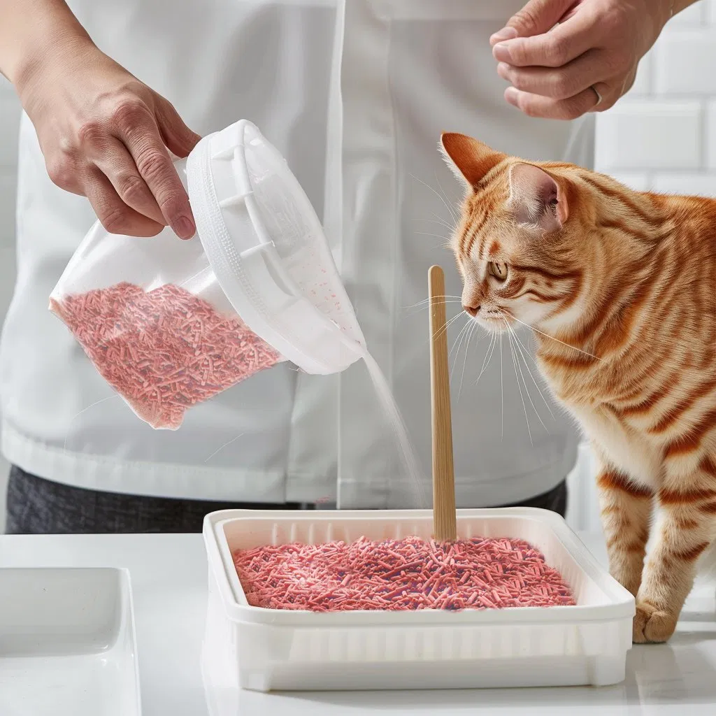 Venta al por mayor de alta calidad arena para gatos de tofu 100% Ingredientes naturales puros arena para gatos con aroma a durazno rosa súper fuerte aglomerante arena para gatos no pegajosa