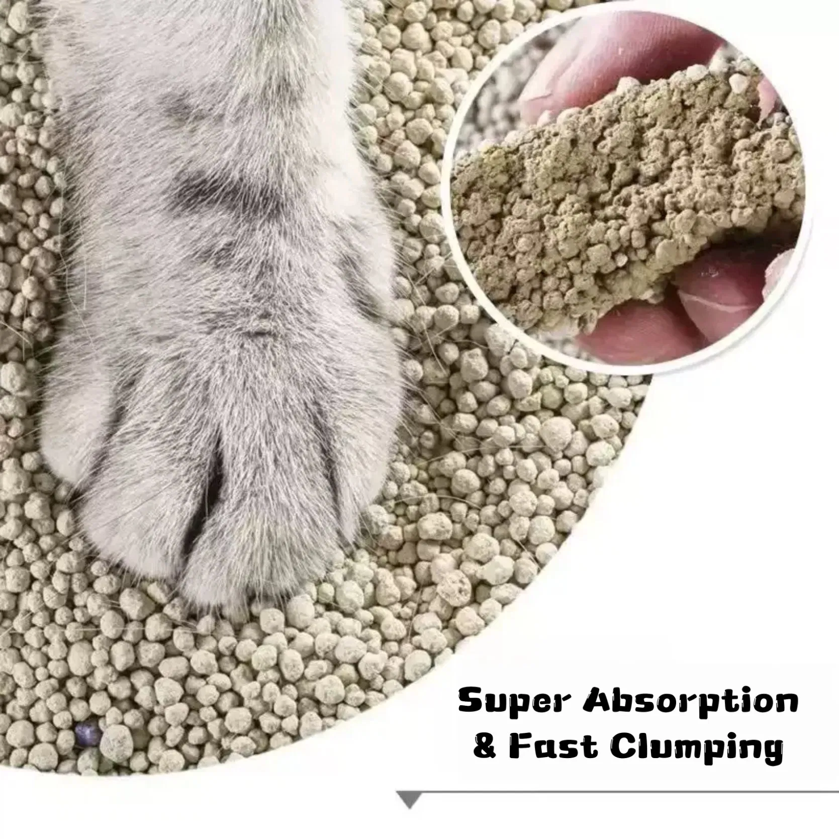 Fábrica de arena para gatos profesional de bentonita sódica, arena para gatos certificada por SGS, libre de polvo y aglomerante, personalizada
