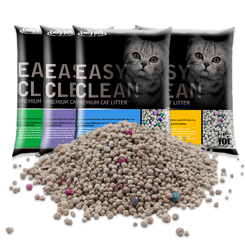 Arena para gatos de carbón activado de bentonita de fácil limpieza, arcilla de bentonita para arena de gatos