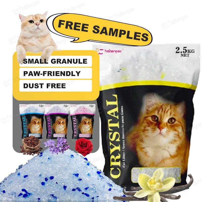 Venta al por mayor de gel de sílice cristalino de alta calidad, super pequeño y libre de polvo para arena para gatos
