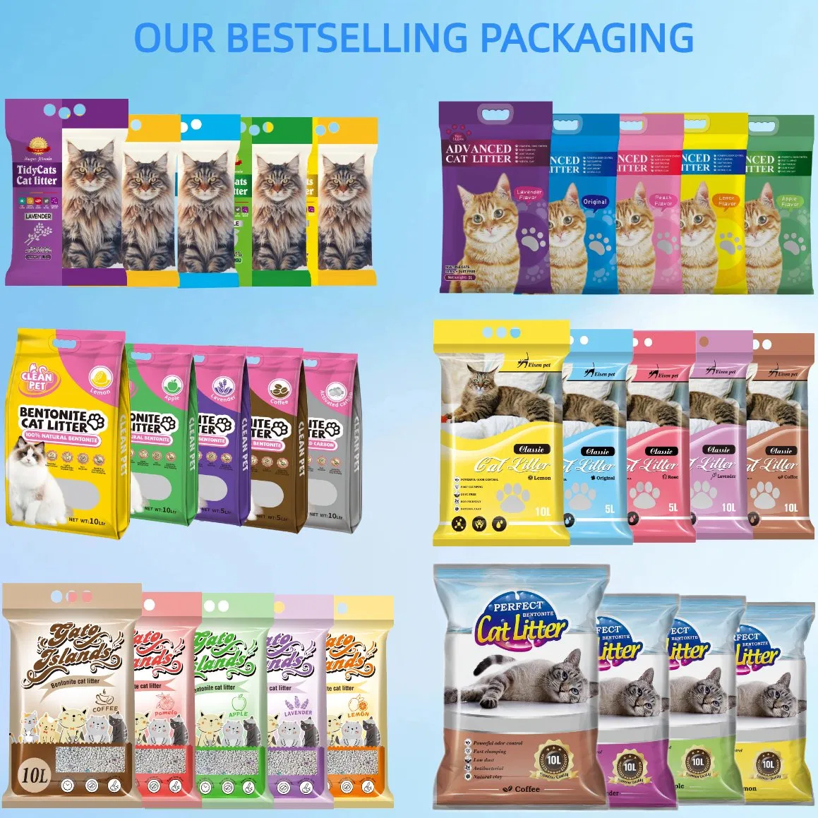 Venta directa de fábrica de productos para mascotas Precio al por mayor 5 litros de arena para gatos de bentonita