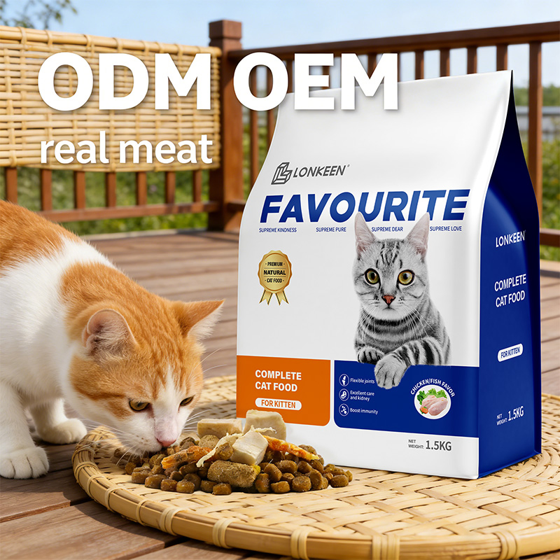 500g Comida seca para gatos de sabor pollo y pescado fresco sin granos en varias formas