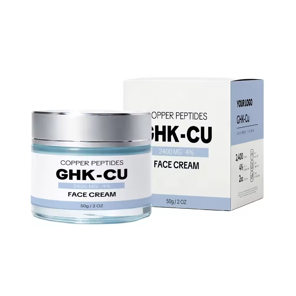 Crema facial de péptido de cobre Ghk-Cu, cuidado de la piel herbal natural, humectante