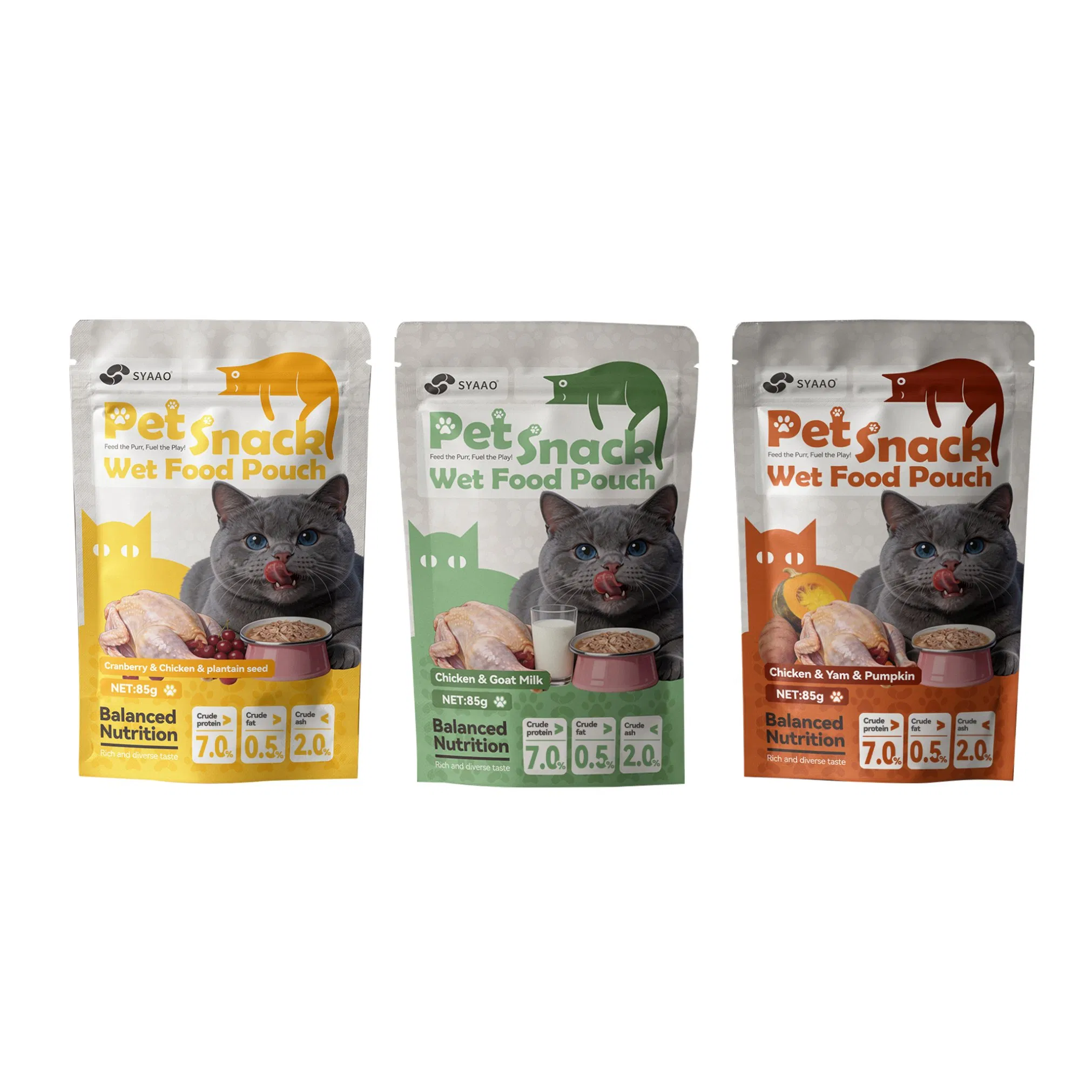 Mejor venta de comida húmeda y seca orgánica para gatitos en bolsa sabor original pollo carne de gato húmeda