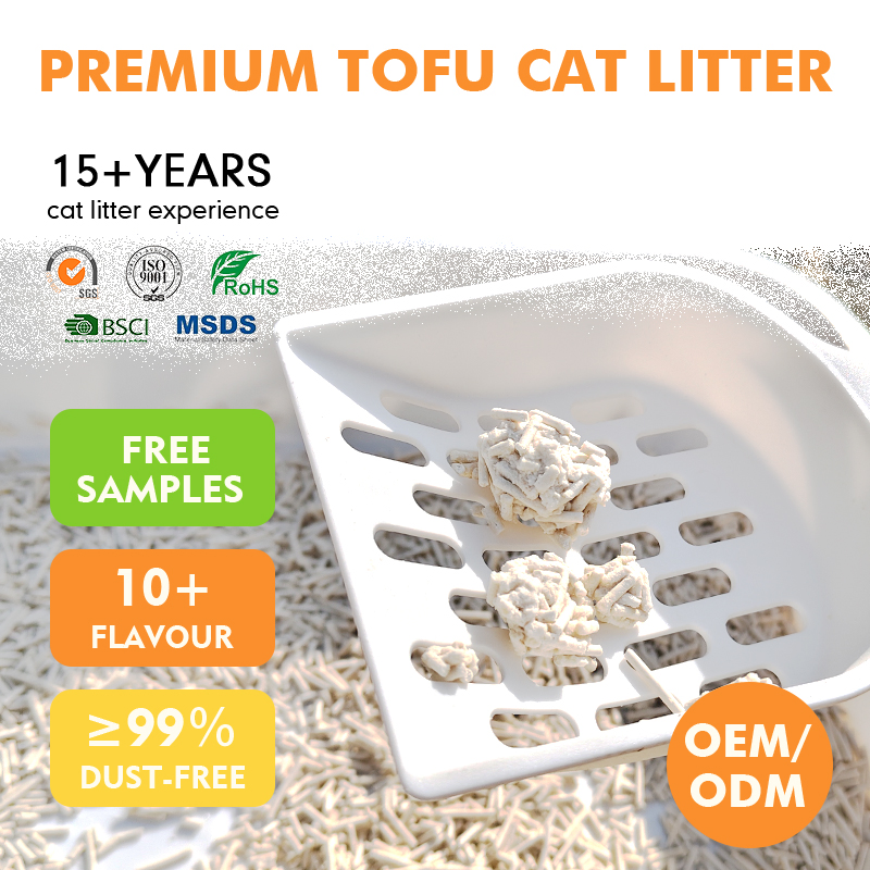 MOQ 5t Arena de Gato de Tofu de Grado A Biodegradable y Desodorante