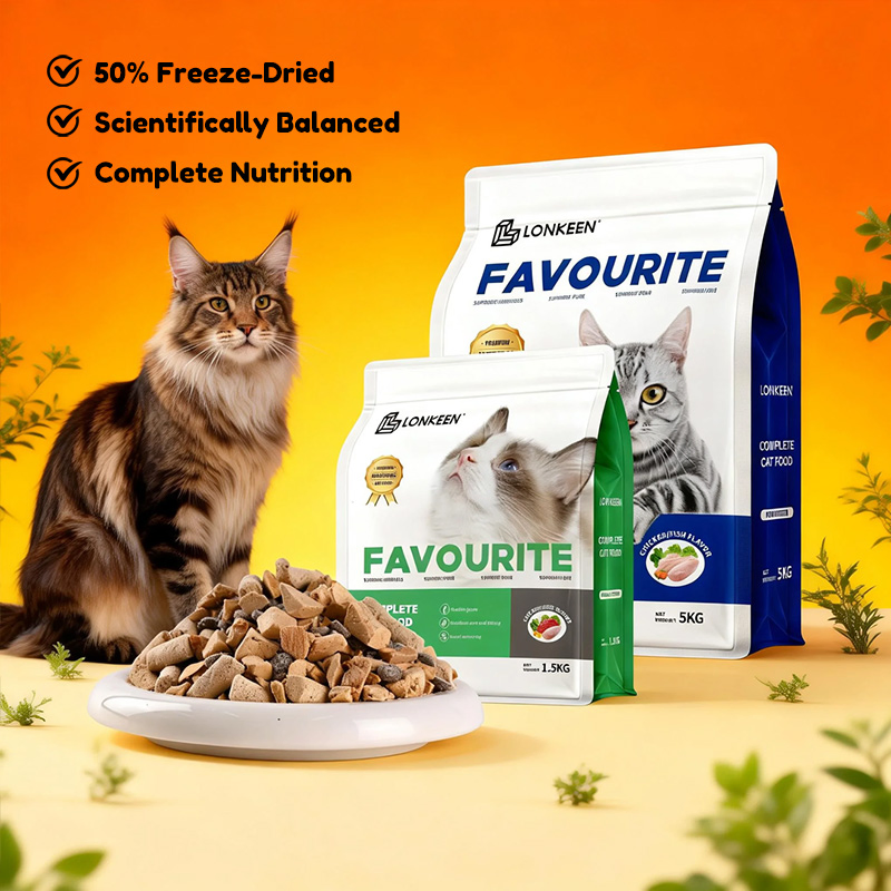 Comida para Gatos Artículo de Alta Venta 50% Gránulos de Carne y Hueso Crudos Liofilizados con Alta Palatabilidad