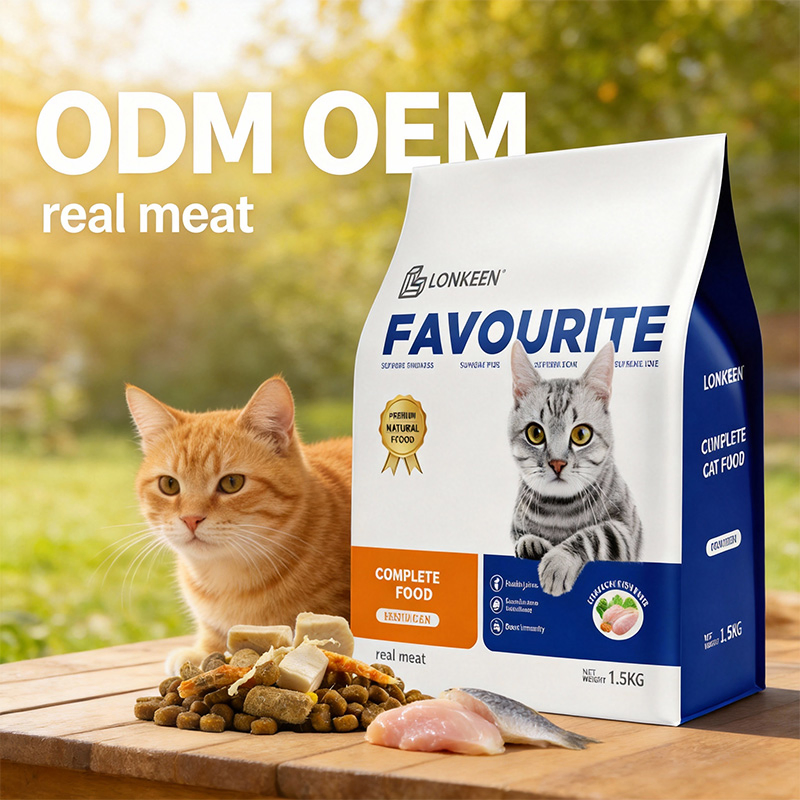 500g Comida seca para gatos de sabor pollo y pescado fresco sin granos en varias formas