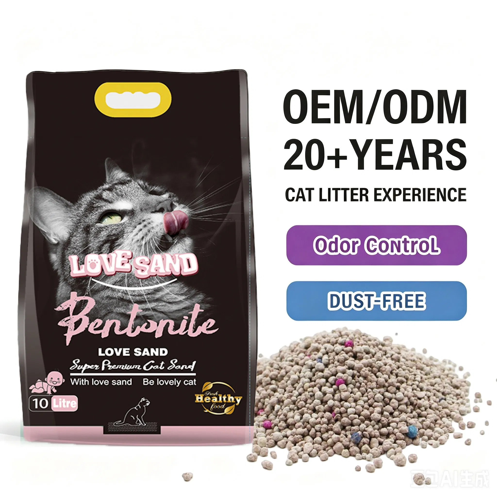 OEM Granel Arena para Gatos Venta al por Mayor Arcilla Bentonita Arena para Gatos Aglomerante