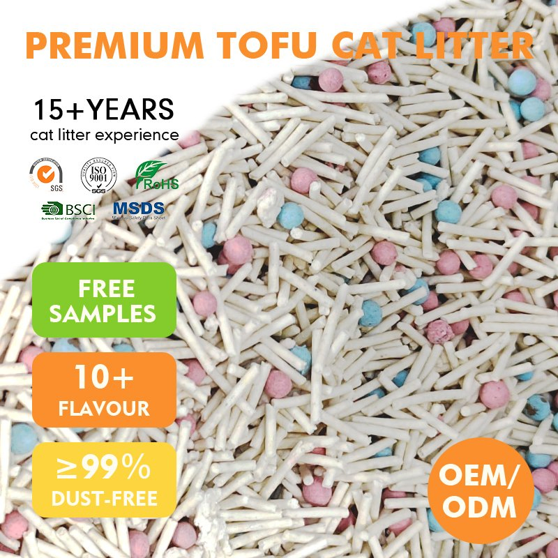 MOQ 5t Arena de Gato de Tofu de Grado A Biodegradable y Desodorante