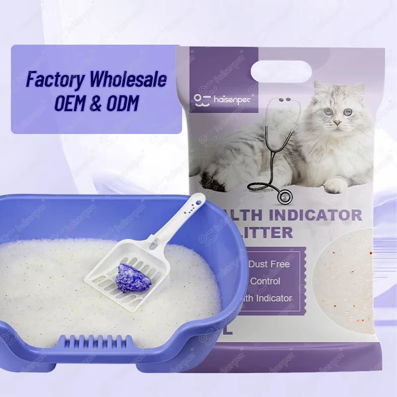 Producto popular más nuevo de bajo seguimiento, de larga duración, ligero y de prueba de pH, arena para gatos de cristal