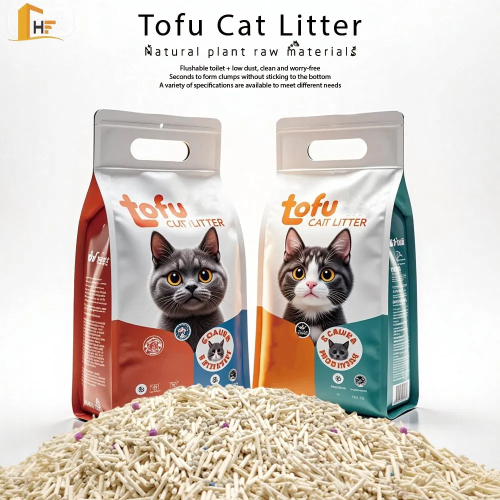Productos para mascotas OEM/ODM, arena para gatos de tofu, material a base de plantas, fibra de soja, desechable