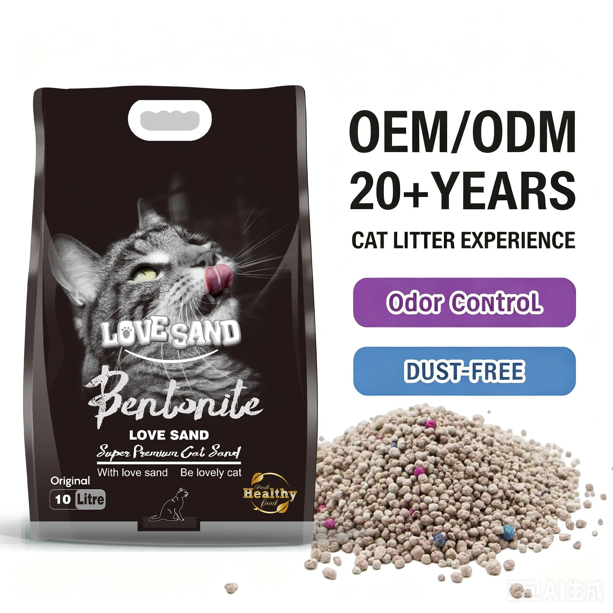 OEM Granel Arena para Gatos Venta al por Mayor Arcilla Bentonita Arena para Gatos Aglomerante
