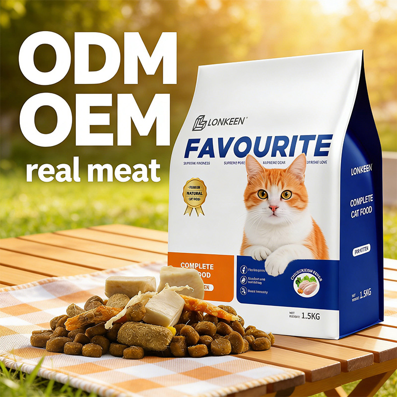 500g Comida seca para gatos de sabor pollo y pescado fresco sin granos en varias formas