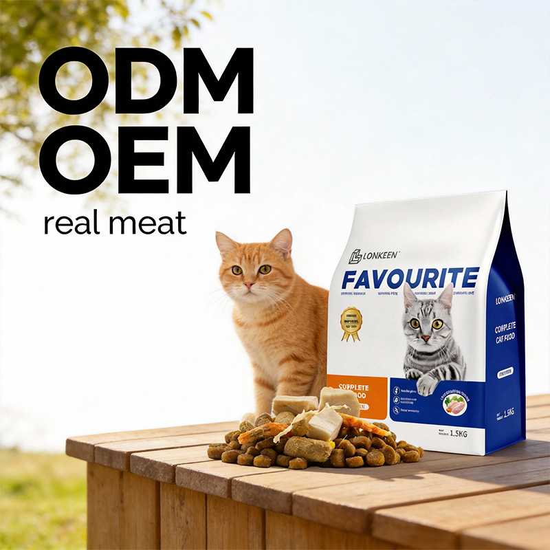 Alimento seco para gatos con sabor a pollo, libre de granos, con pescado