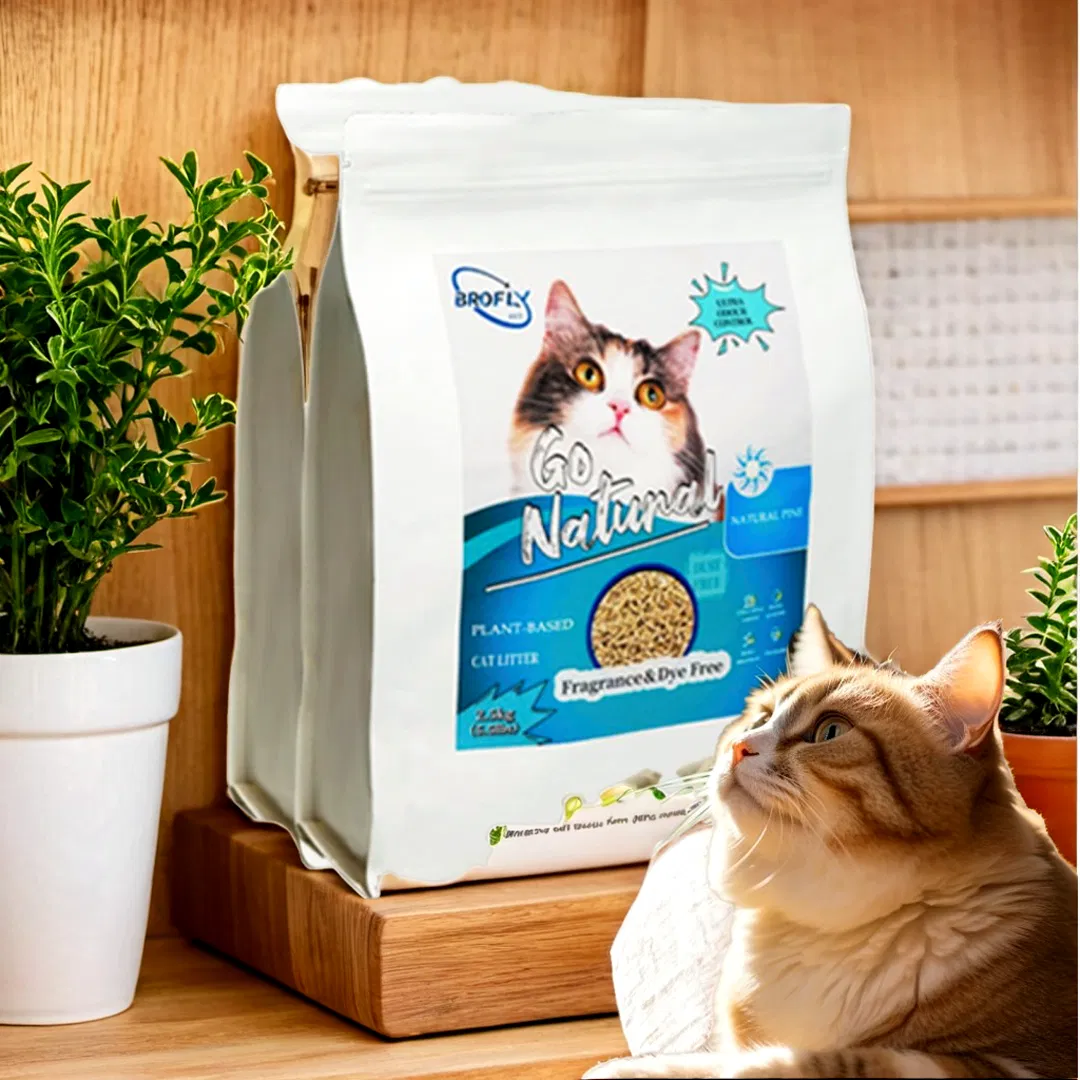 Arena para gatos aglomerante de bajo polvo, desechable y personalizable, fabricada con madera de pino natural