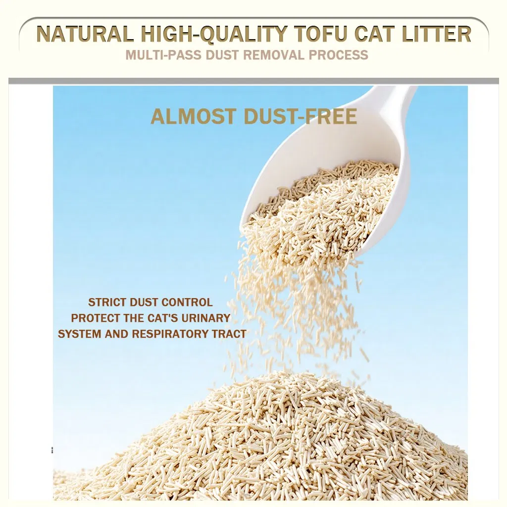 Productos para mascotas OEM/ODM, arena para gatos de tofu, material a base de plantas, fibra de soja, desechable