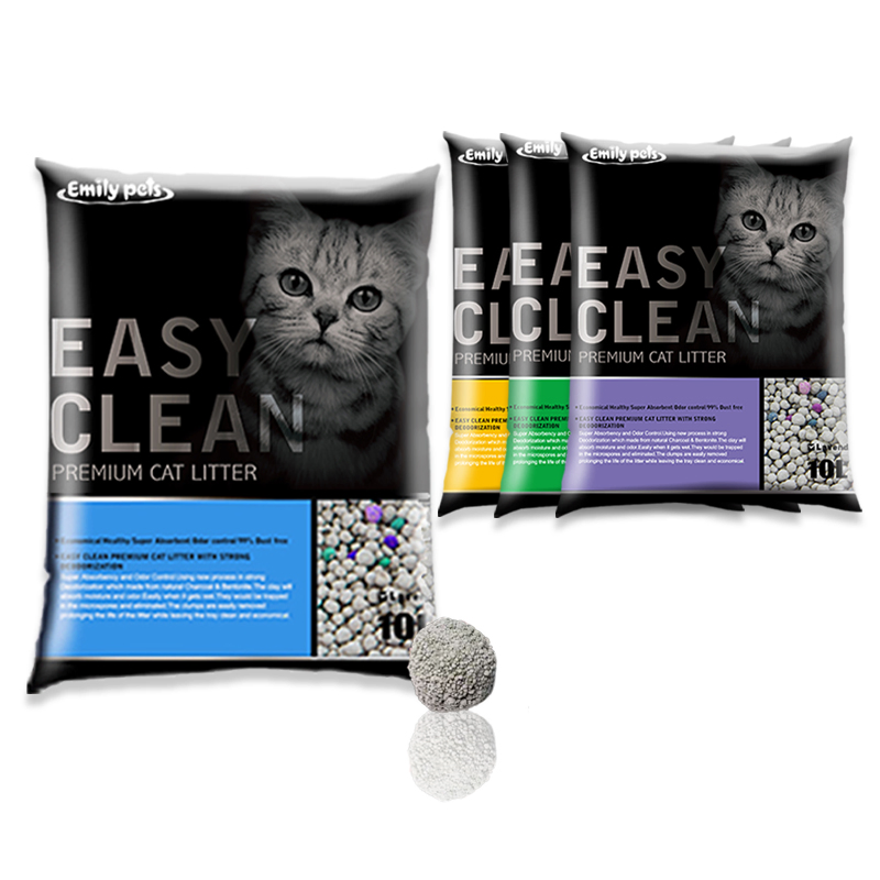 Arena para gatos de carbón activado de bentonita de fácil limpieza, arcilla de bentonita para arena de gatos