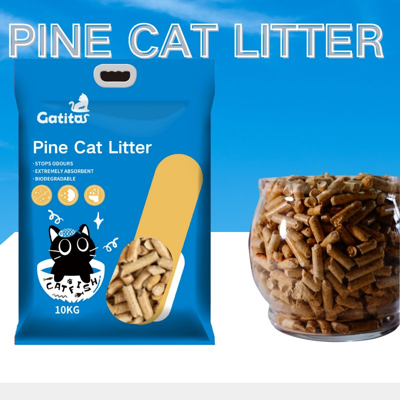 Pellets de madera de pino natural para gatos, ecológicos, con alta capacidad de absorción de agua y absorción de olores
