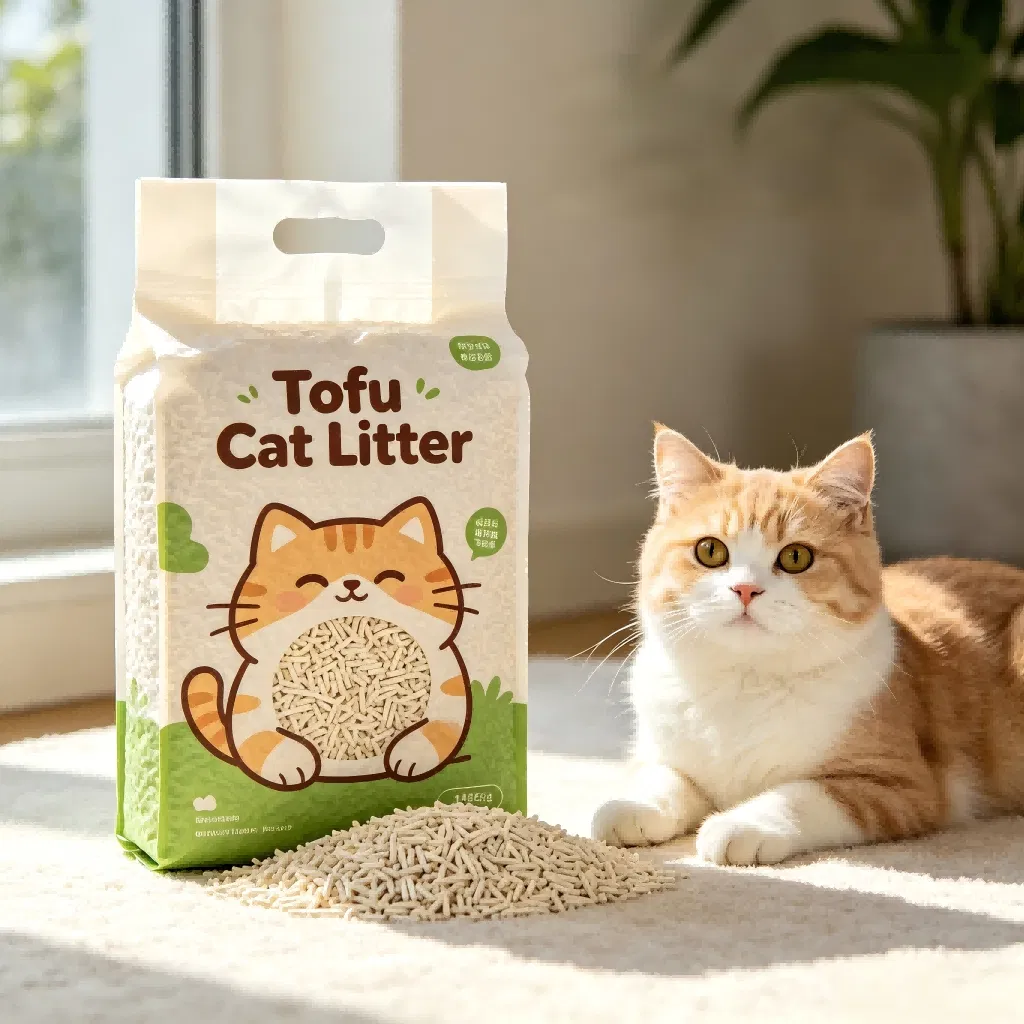 Fabricante de arena para gatos de tofu personalizada, libre de polvo, desechable y de grado alimenticio para etiqueta privada