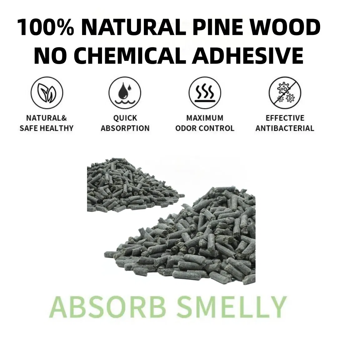 Lecho para gatos de carbón de madera de pino a granel, no aglomerante, con super fuerte absorción de olores, 100% natural