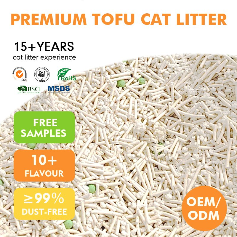 MOQ 5t Arena de Gato de Tofu de Grado A Biodegradable y Desodorante