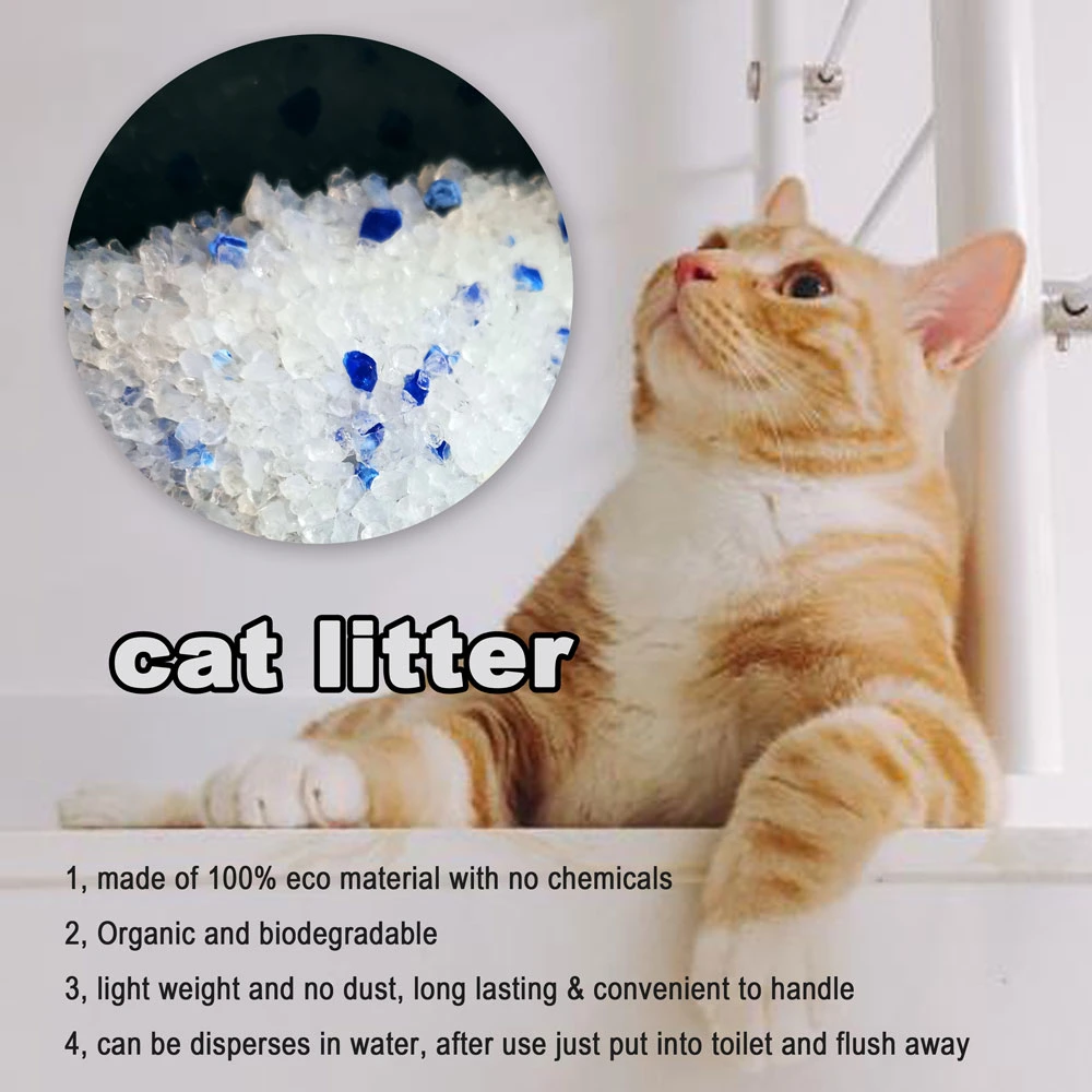 Los productos de limpieza de mascotas Tofu bentonita// Crystal Gel de sílice libre de polvo de arena de gato camada con colorido y fragancia