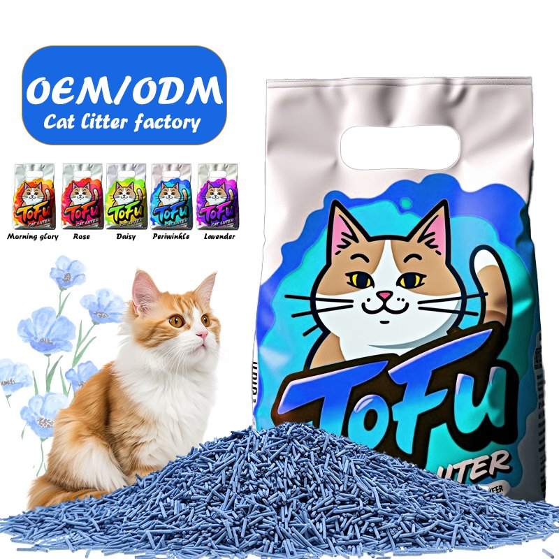 Fábrica de Arena para Gatos OEM Productos para Mascotas Ecológicos 1.5mm Arena para Gatos de Tofu Biodegradable Arena para Gatos Aglomerante Premium Control de Olores Arena para Gatos de Tofu