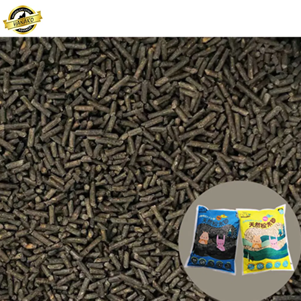 Arena para gatos de pino activada con carbón, natural, a granel, aglomerante y desechable