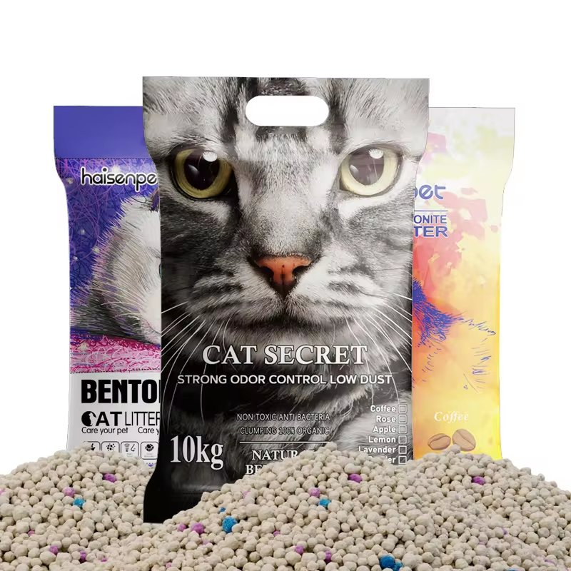 Proveedor OEM Fuerte Aglomeración Fácil Limpieza Arena para Gatos de Arcilla Sódica Sin Polvo Premium Bentonita para Gatos