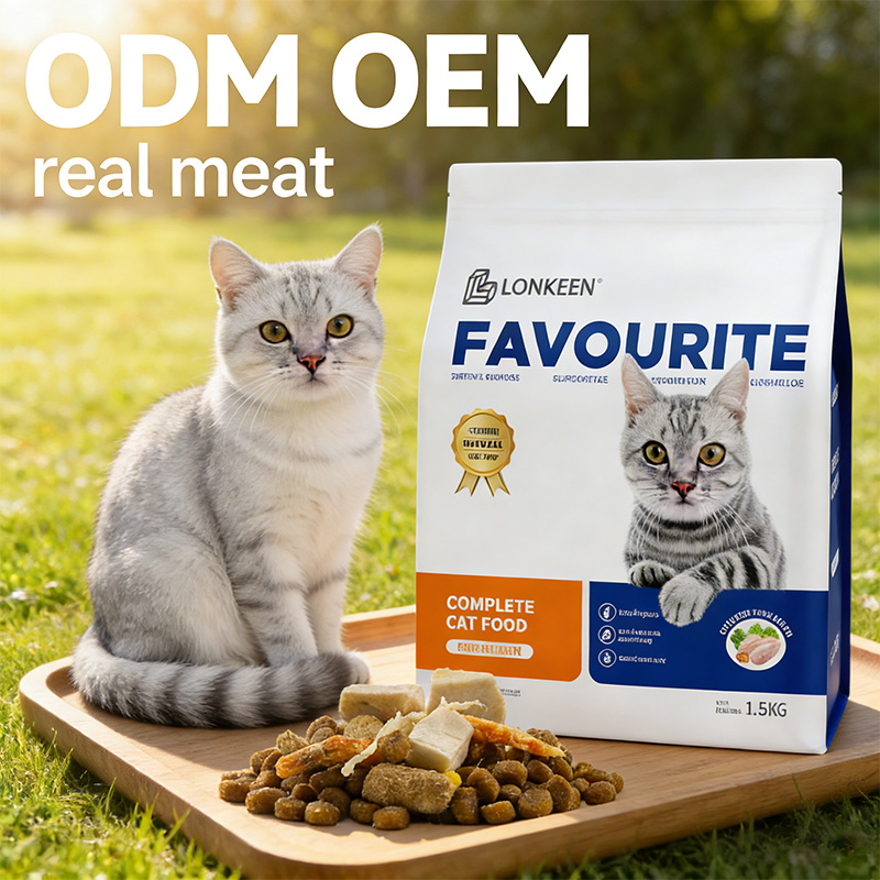 Alimento seco para gatos con sabor a pollo, libre de granos, con pescado