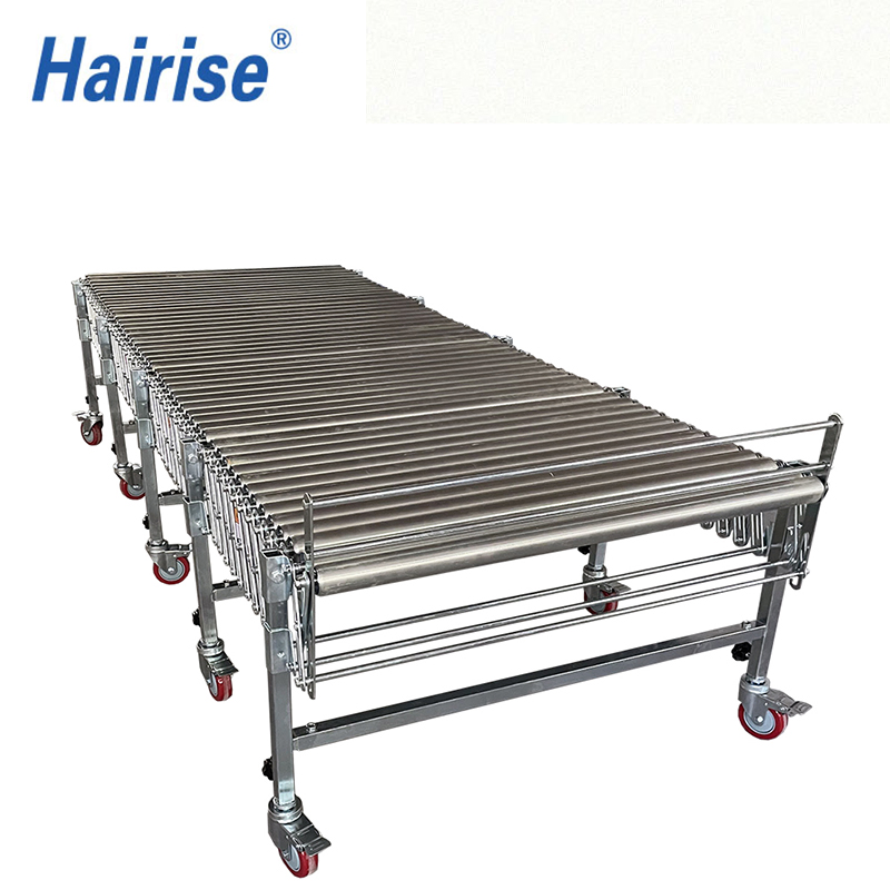 Poly-V Belt Driven Roller Conveyor Flexible Expandable Roller Conveyor Transportation Systems Stainless Steel Roller Belt Truck Unloading