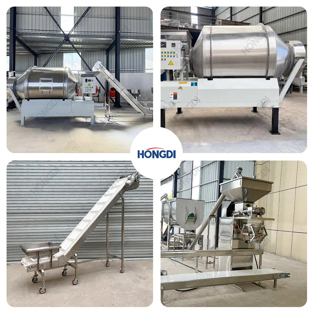 Animal Feed Mixing and Packaging System with Conveyor and Drum Mixer