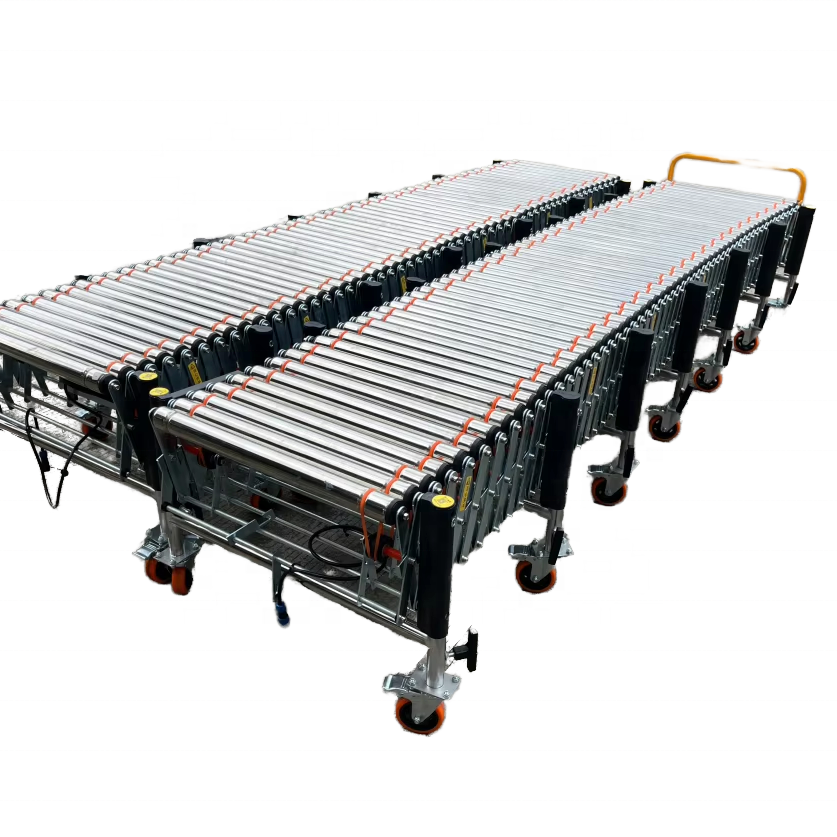 Industrial Heavy-duty Adjustable Speed Rubber Loaded Roller Conveyor Is Used In Factory Warehouses And Work Assembly Lines.