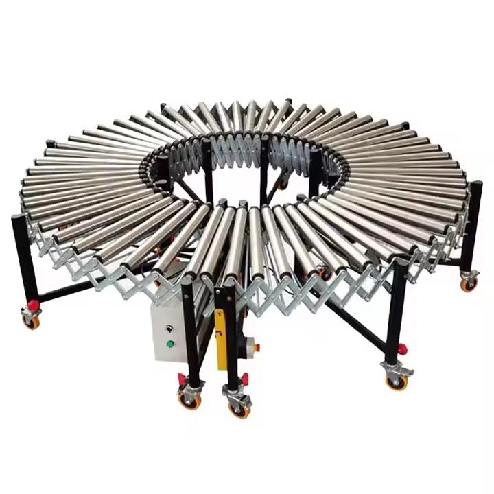 Box Transfer Conveyor Load Powered Chain Heavy Systems Stainless Steel Hollow Expandable Flexible Roller Conveyors