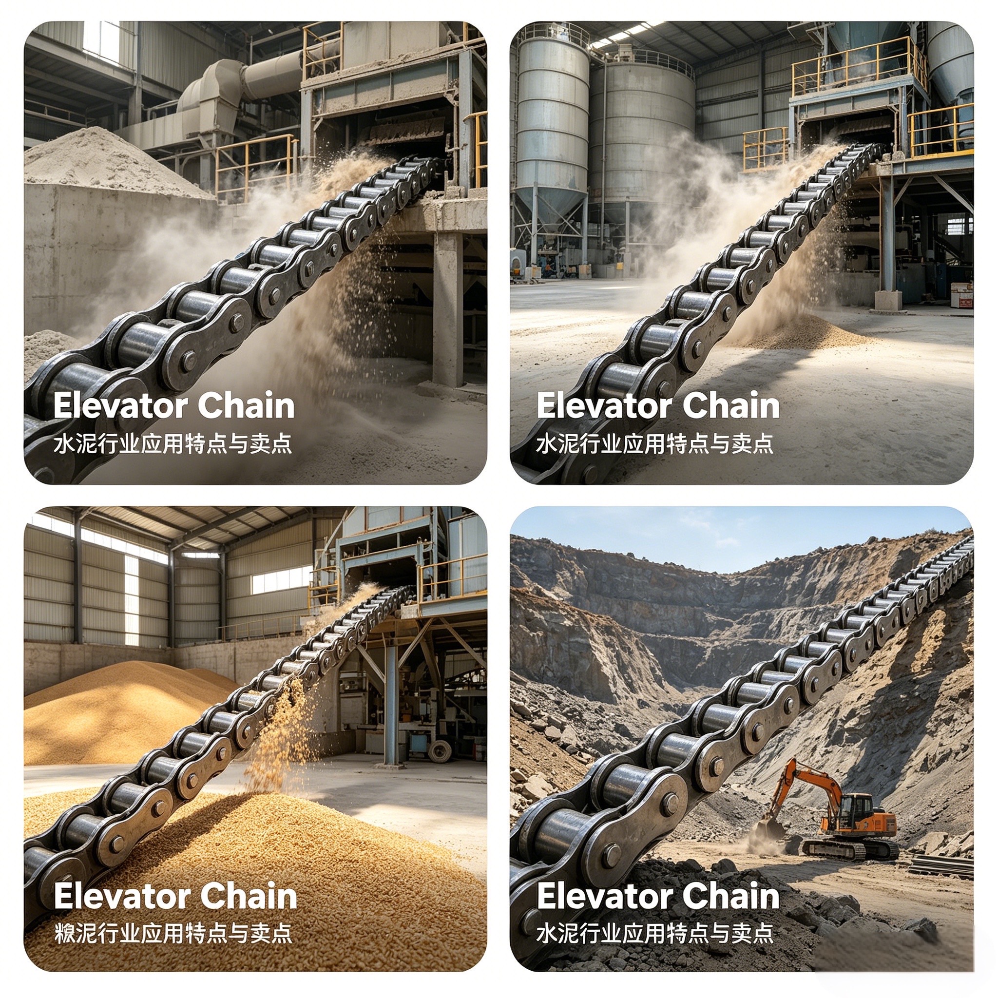 Professional Grade Reinforced Steel Conveyor Bucket Elevator Chain High Efficiency Heavy Duty Vertical Bulk Material Lifting