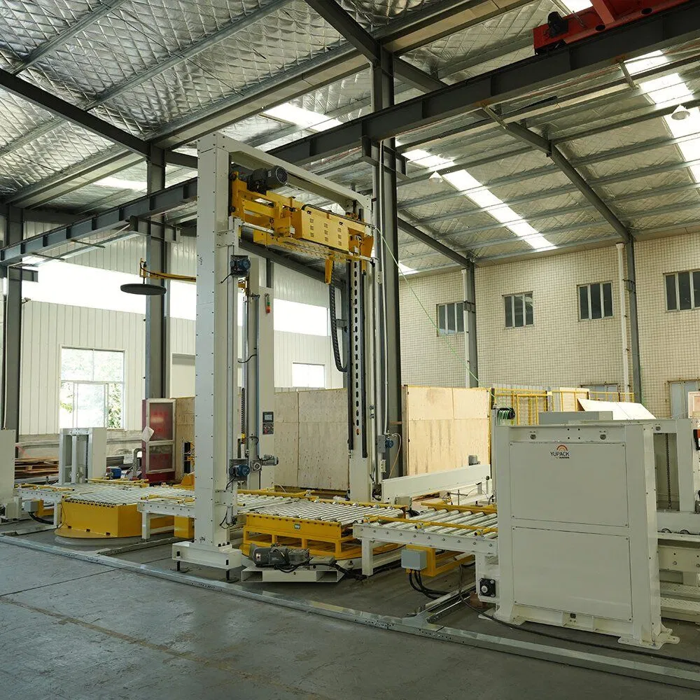 Conveyorized Strapping System Paired with Roller Conveyor Wrapper and Pallet Dispenser to Support Efficient Pallet Cycling in Automated Packaging Plants