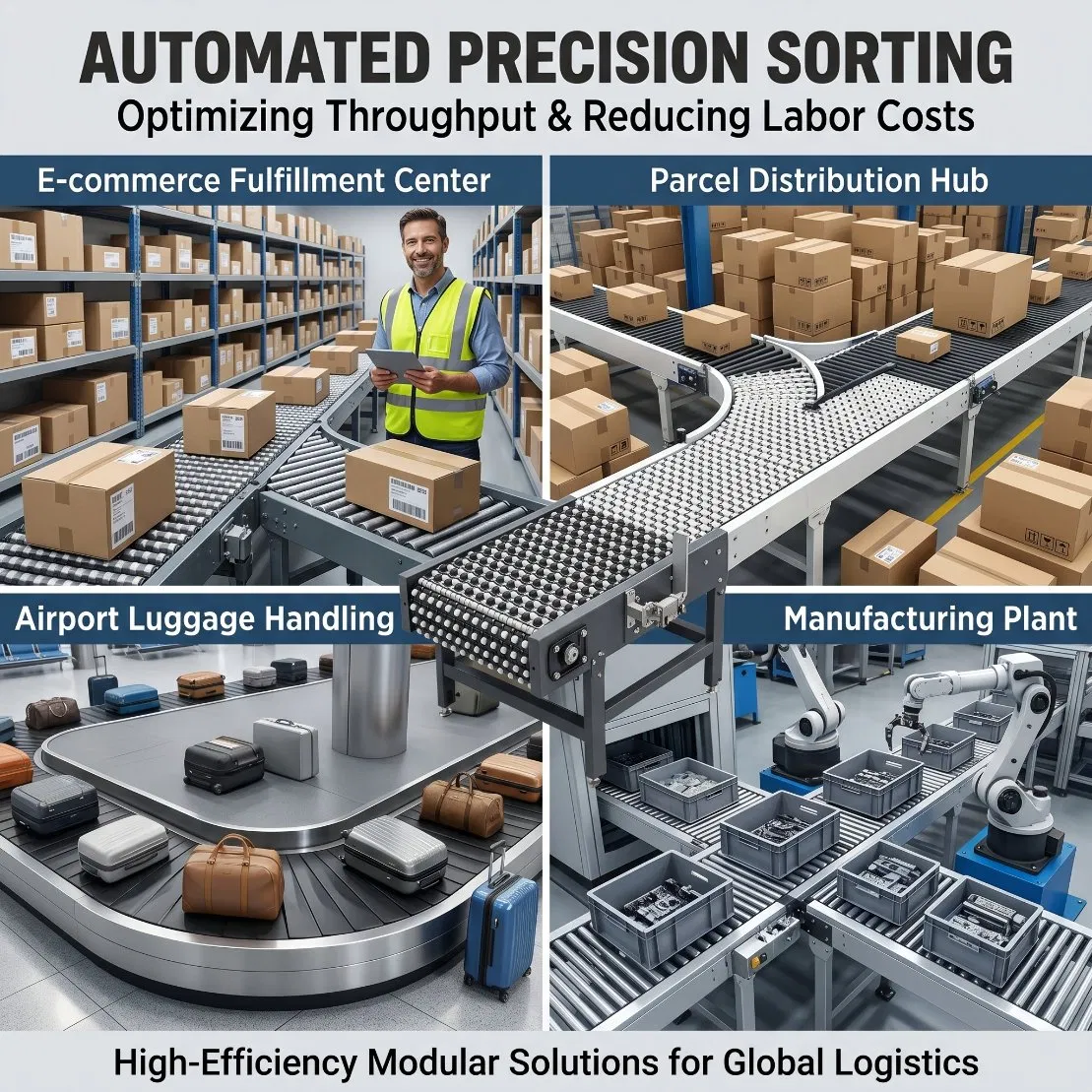 High-Speed Automatic Sorting Conveyor for Logistics Warehouse