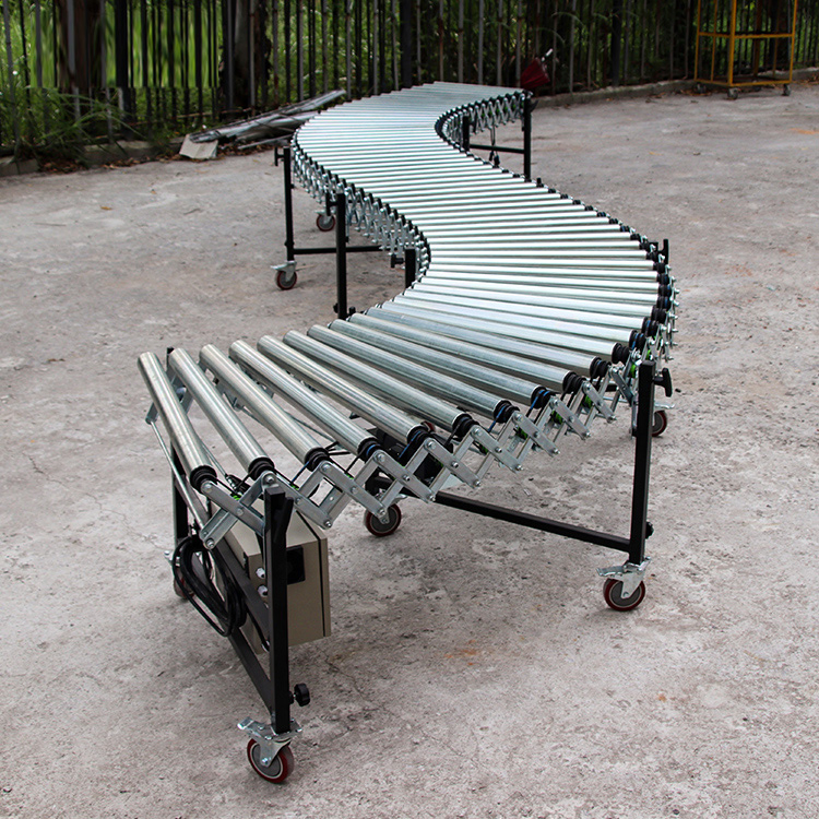 Liangzo Flexible Carbon Steel Conveyor Unpowered Expandable Roller Conveyor for Smooth Box Movement and Handling