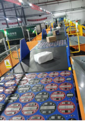 Automatic Sorting System for Cardboard Boxes on Conveyor Pivot Sorter
