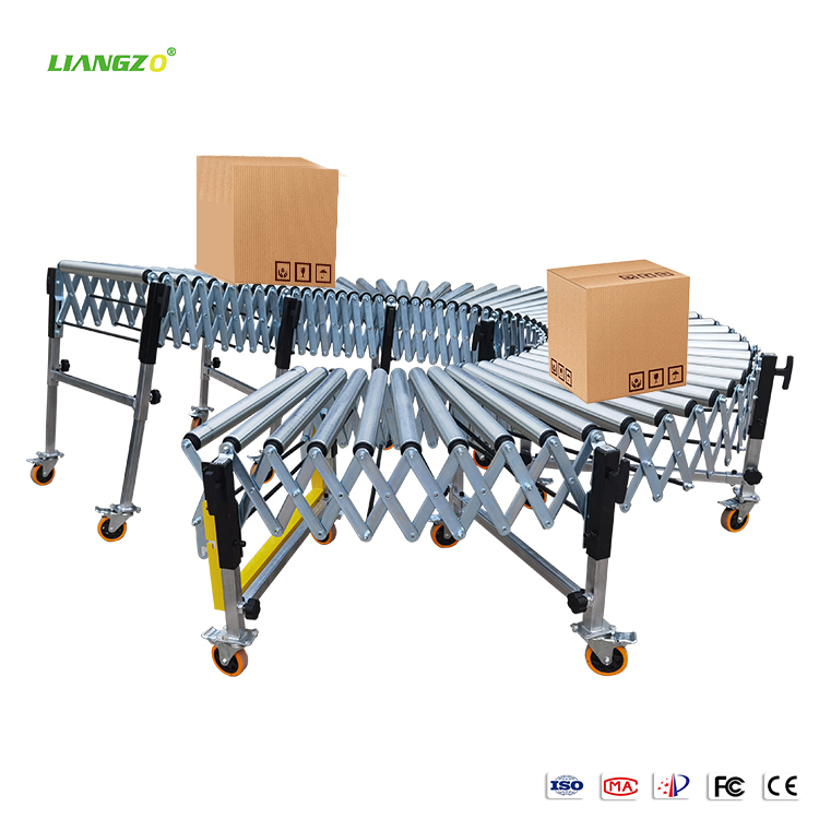Liangzo Flexible Stainless Steel Conveyor Unpowered Retractable Roller Conveyor for Unloading