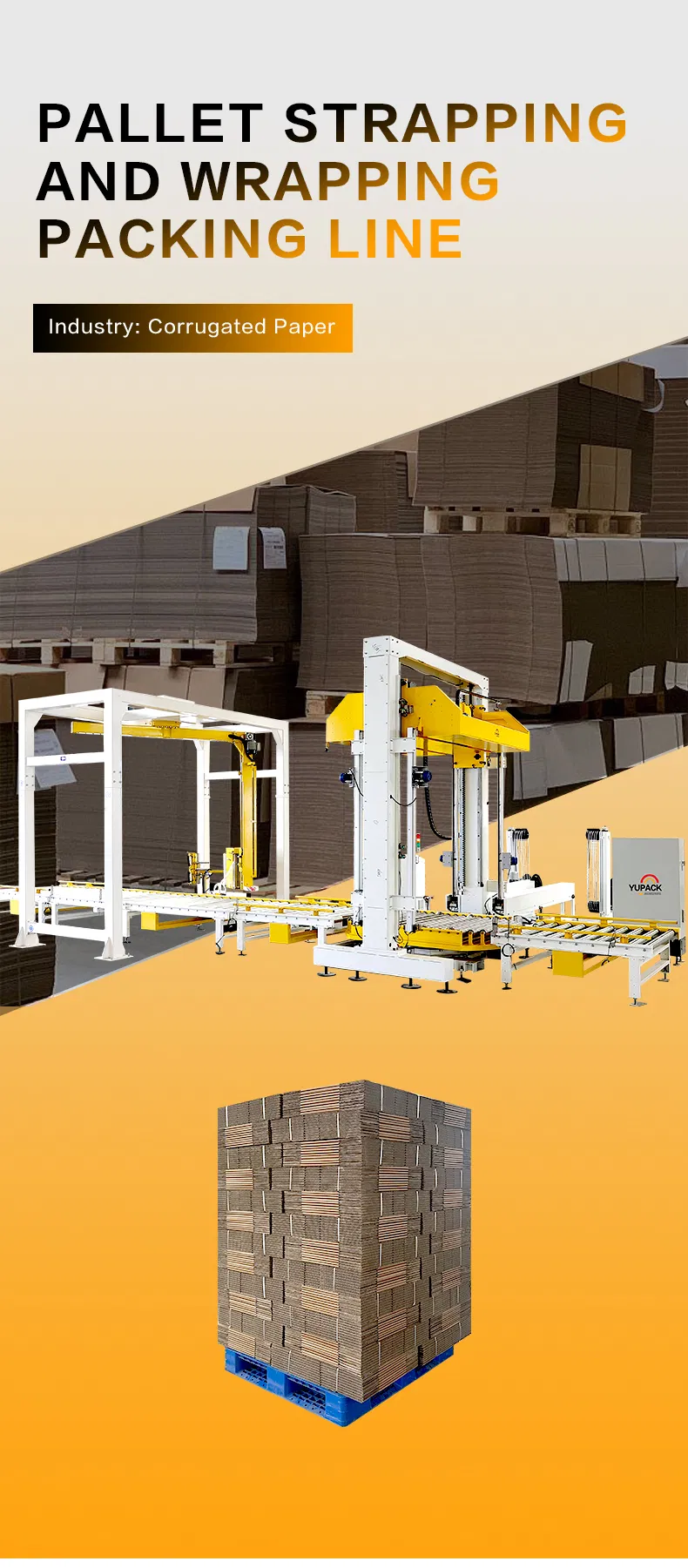End of Line Corrugated Board Packaging System with Automatic Strapping and Conveyor Integration