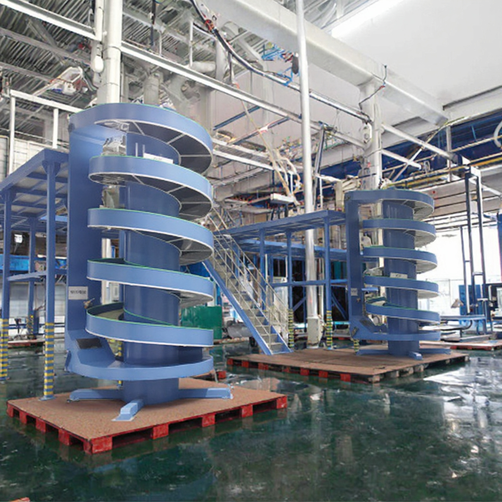 Maxsen Motored Gravity Spiral Conveyor System 1 Year CE Certified Stainless Steel Frame Modular Design for Vertical Lifting