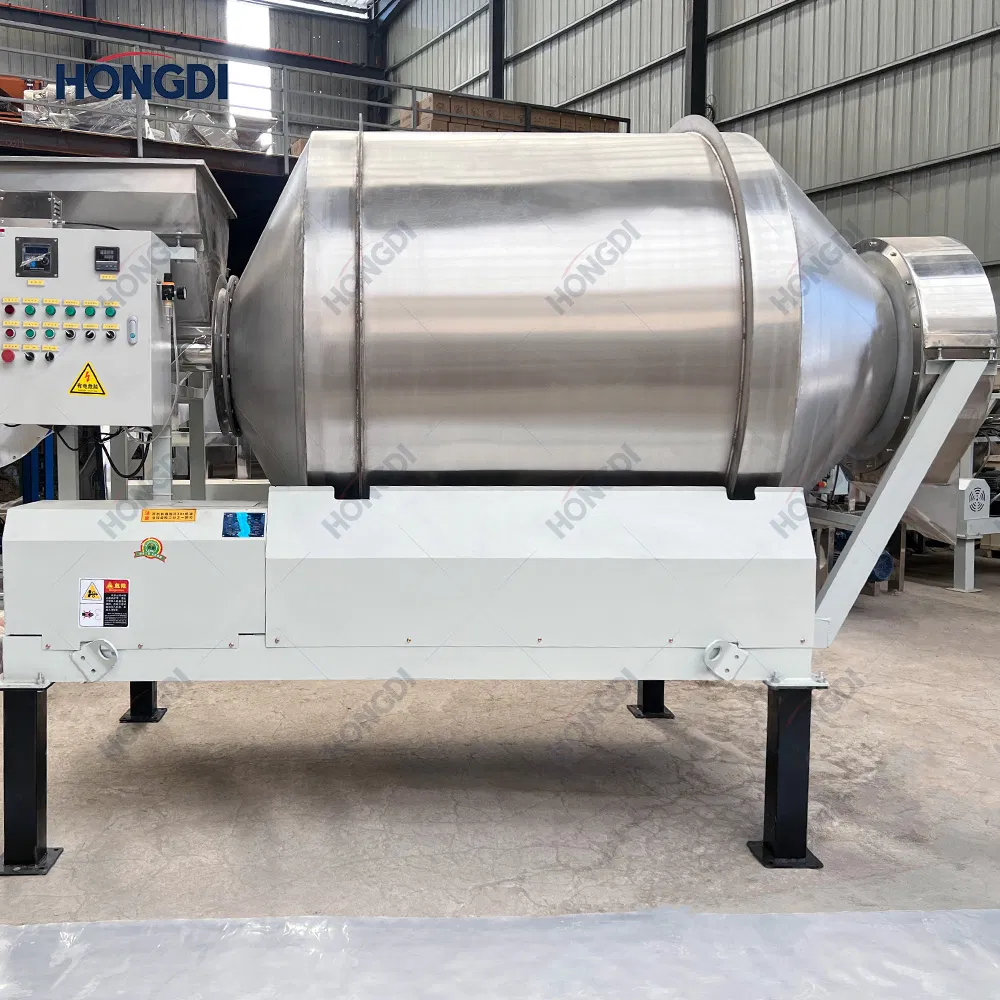 Animal Feed Mixing and Packaging System with Conveyor and Drum Mixer