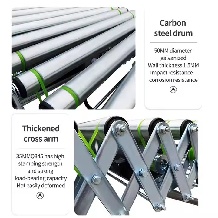 Box Transfer Conveyor Load Powered Chain Heavy Systems Stainless Steel Hollow Expandable Flexible Roller Conveyors