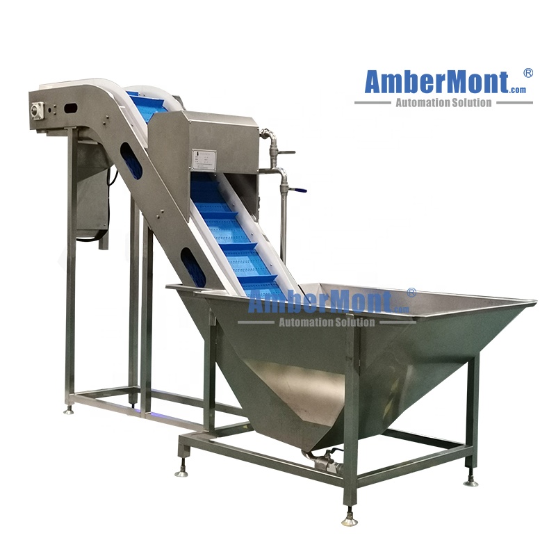 OEM Customized Oblique PP POM Food Grade Modular Belt Conveyor System With Vibration Feeder