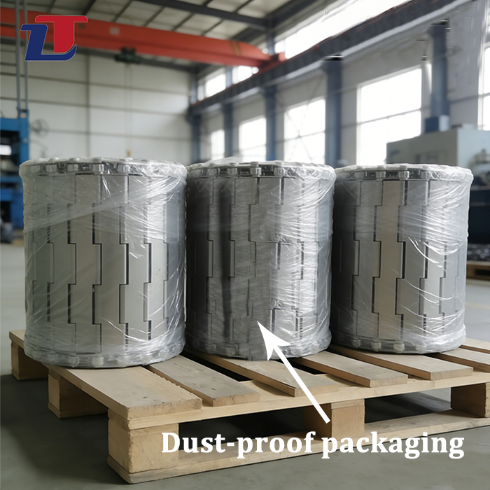 Heavy Duty High Load Capacity Impact Resistant Heavy Material Transport Stainless Steel Plate Link Conveyor Belt for Pallet Box