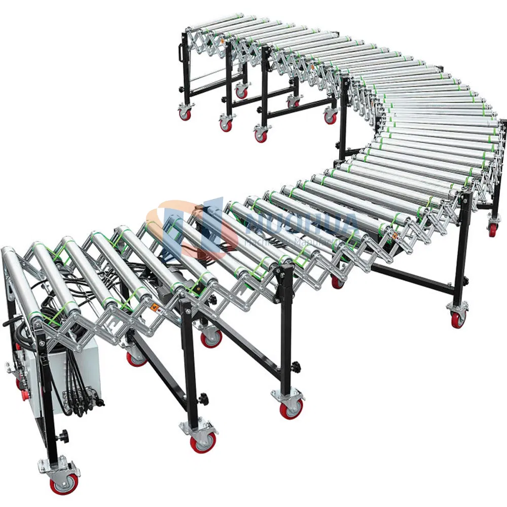 Heat Resistant New Nuohua China Expanding Roller Conveyor Loading Conveyor Motorized Flexible Expandable Roller Conveyor with Heavy Load Capacity
