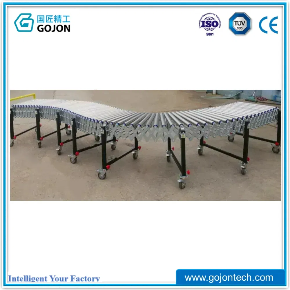 Adjustable Length Flexible Warehouse Loading Dock Unloading Logistics Sorting Expandable Durable Carbon Steel Drum Roll Industrial Telescopic Conveyor