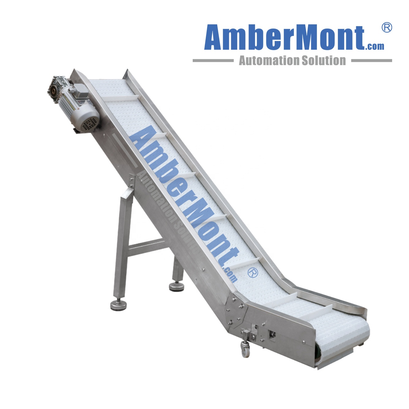 OEM Customized Oblique PP POM Food Grade Modular Belt Conveyor System With Vibration Feeder